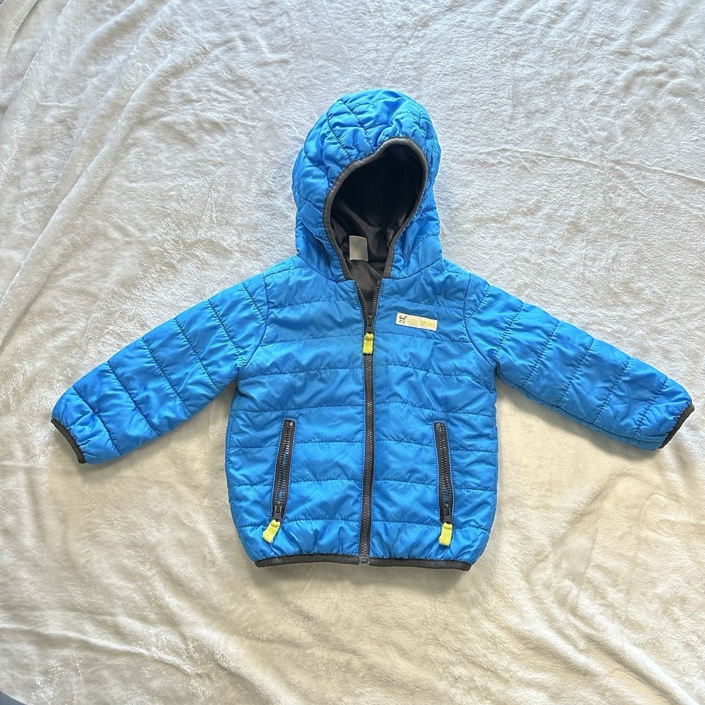 Carter's Puffer Jacket Boys 18 Mo Blue Packable Little Explorer
